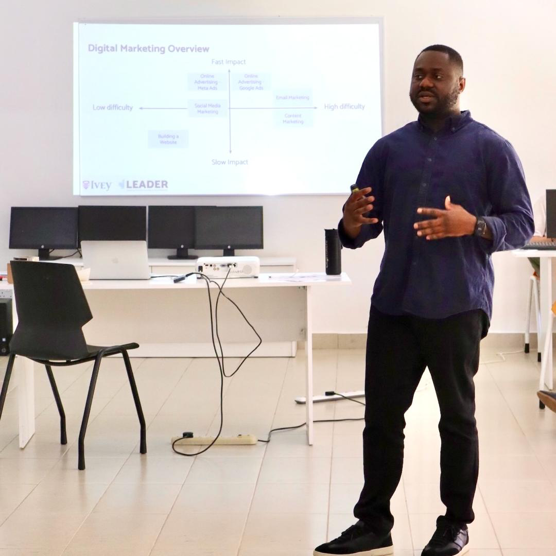 Daniel teaching digital marketing in Kenya